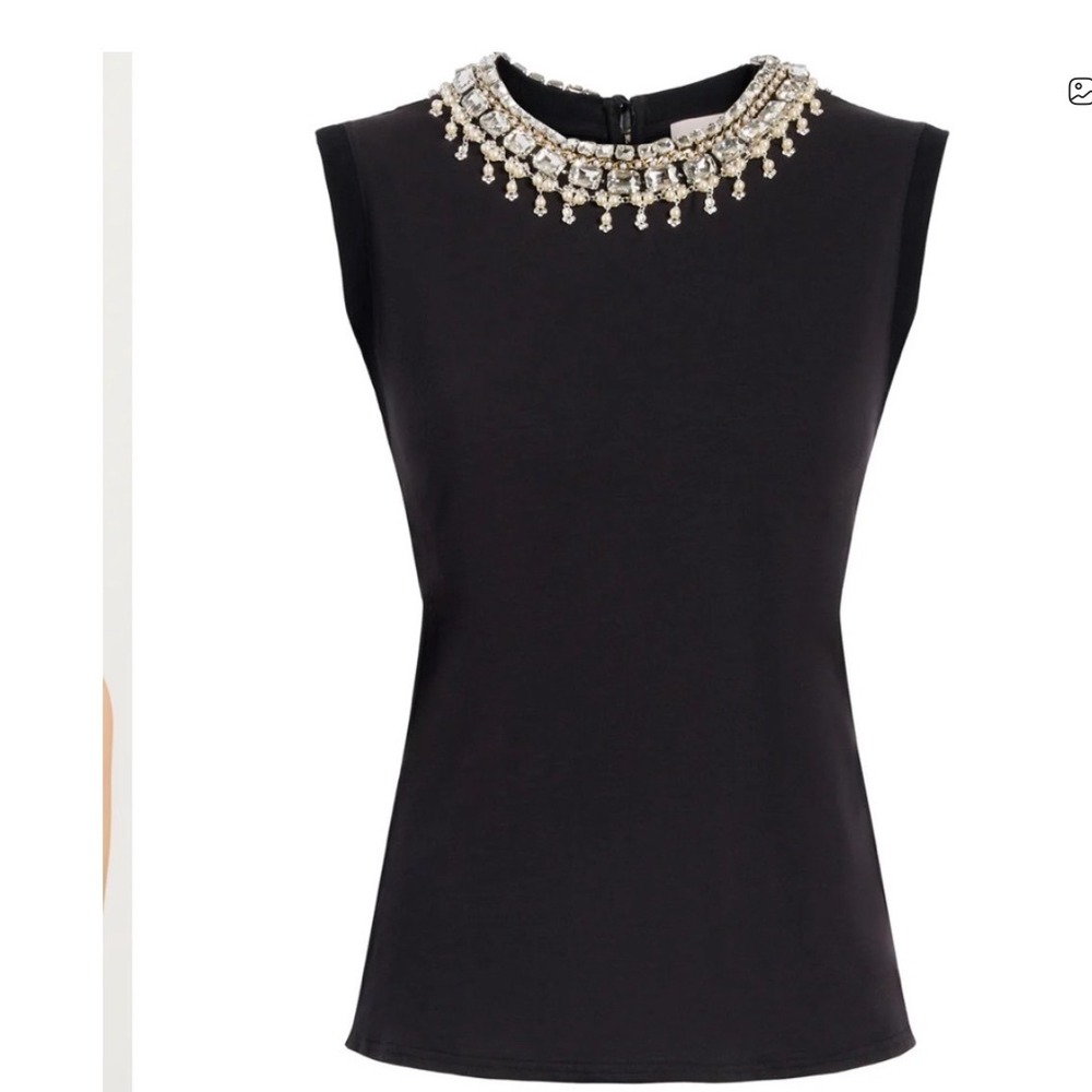 Cinq a Sept Pear Necklace Brielle Tee Top Black Size Small New‎ With Tags